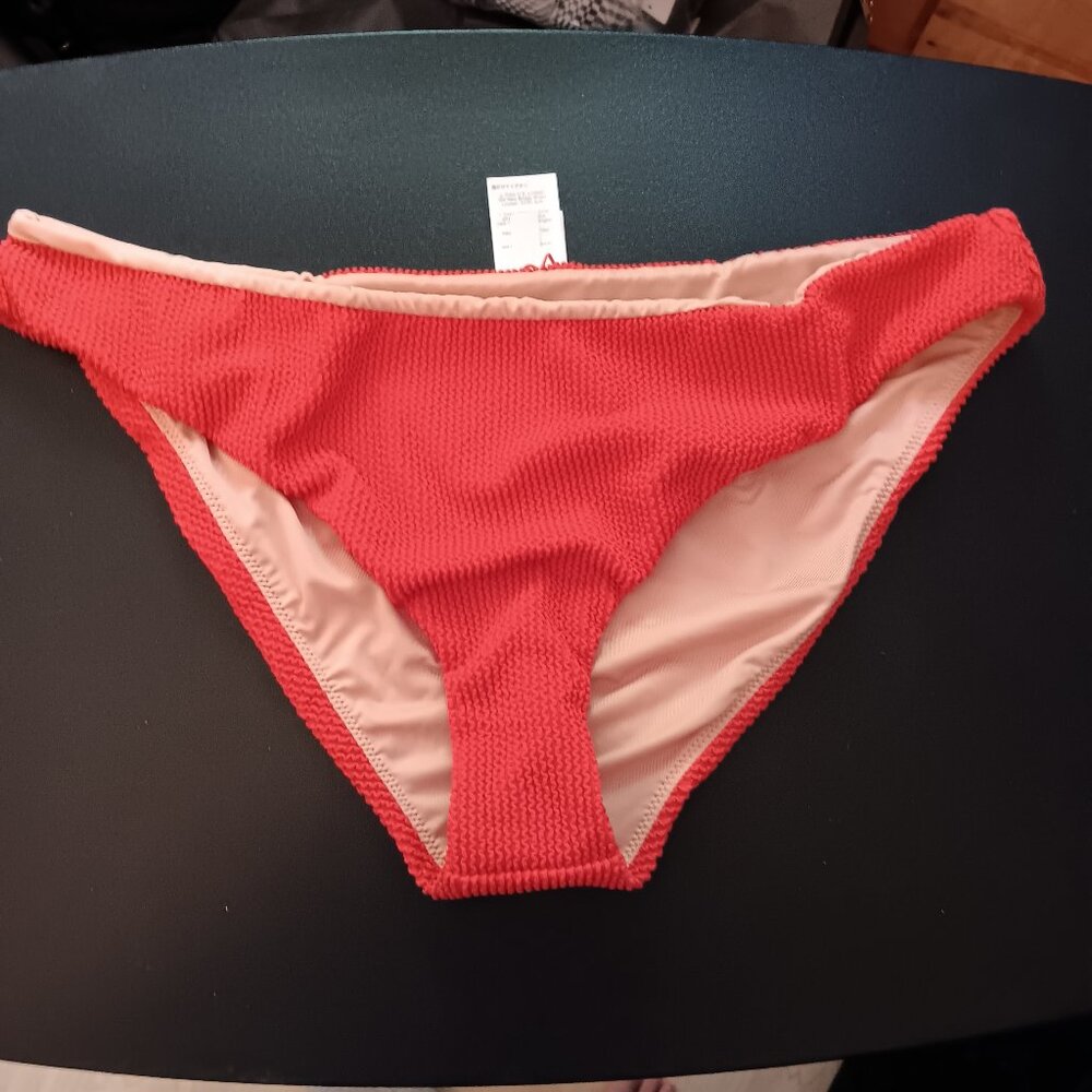 J Crew Women's Scrunchie Hipster Bikini Bottom Vivid Flame XXL NWT